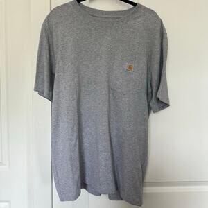 Carhartt (M) Gray Relaxed Fit Logo Pocket Crewneck T-Shirt Lightweight Utility